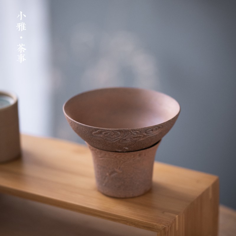 粗陶茶漏创意滤网茶叶全瓷孔陶瓷过滤器功夫茶具泡茶漏斗茶具配件