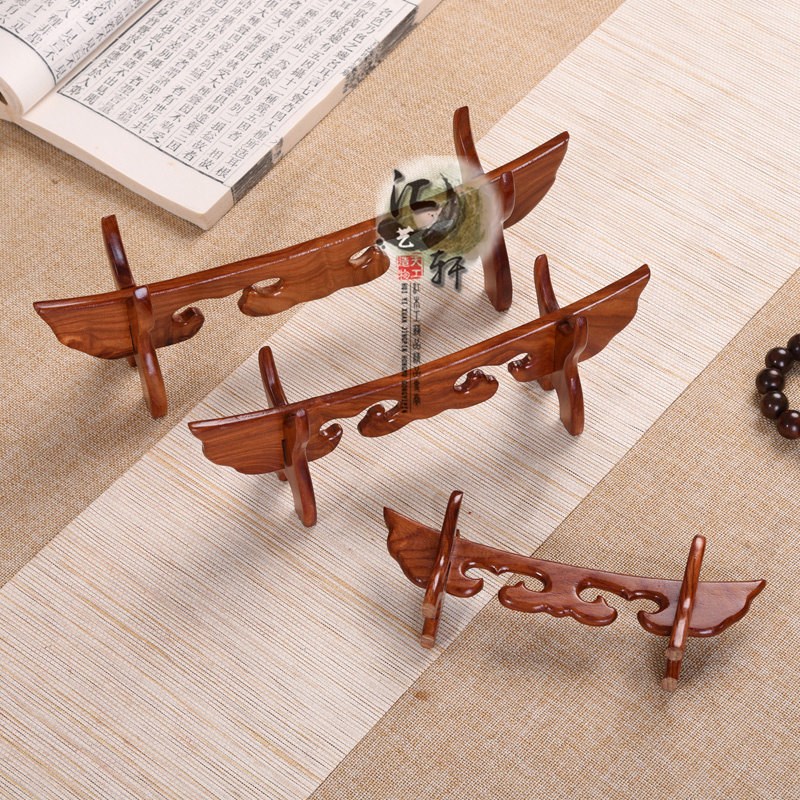 实木红檀如意摆件托架画轴毛笔沉香摆件雪茄玻璃管试管展示木托架