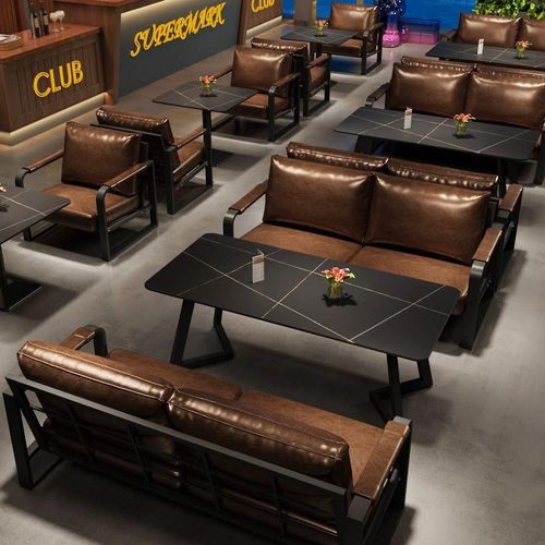 工业风酒吧清吧卡座沙发音乐餐吧小酒馆烧烤店咖啡西餐厅桌椅组合