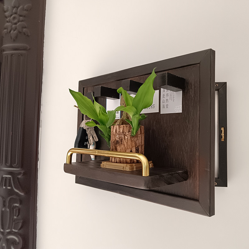 胡桃木色入户门原木风高端室内电表箱装饰画2023新款免打孔带挂钩