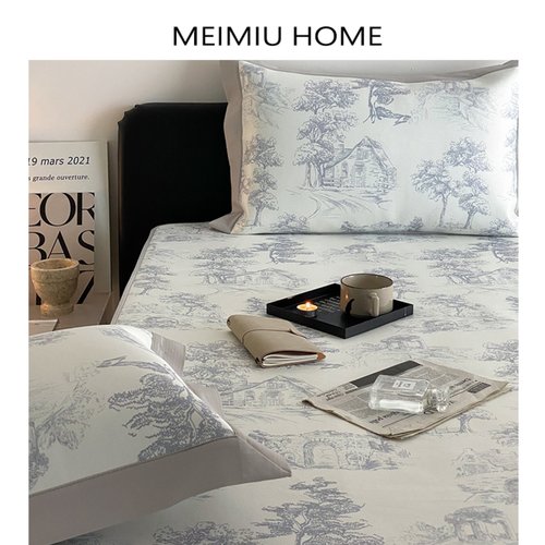 A类数码印花冰丝软凉席床笠款三件套数码印花凉感透气可水洗席子