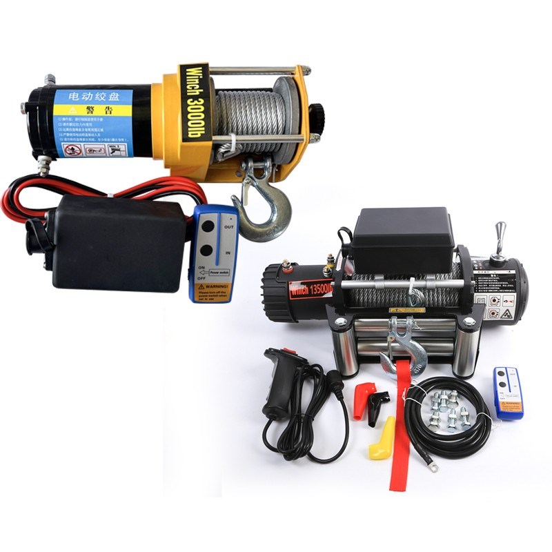 电动绞盘V越野车货车小型吊机2V电动葫芦车载快速卷扬机
