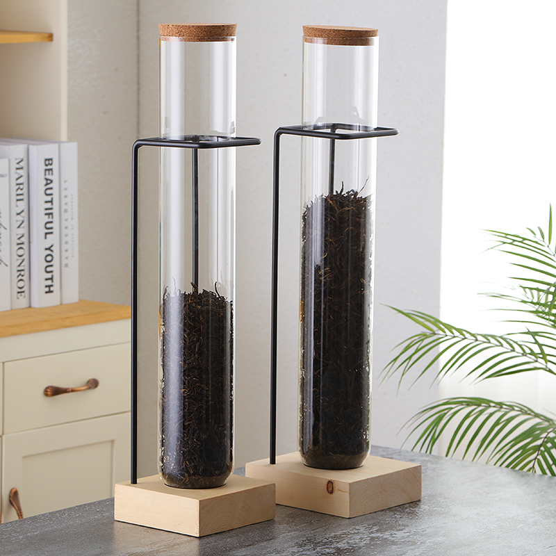 皇茶喜茶玻璃试管茶叶玻璃罐大密封罐玻璃茶叶展示架奶茶吧台摆设