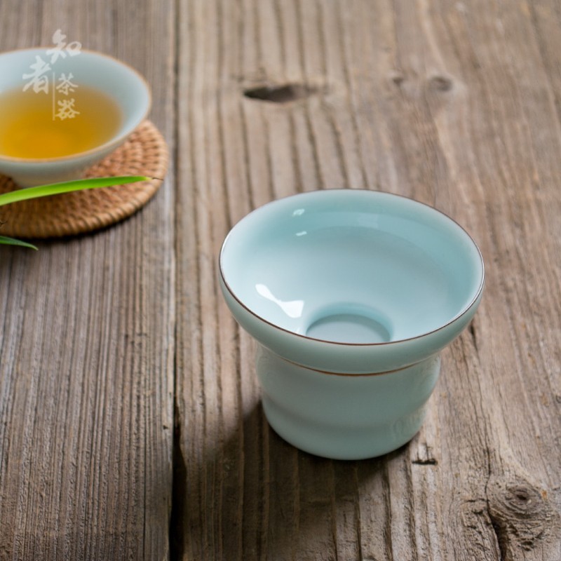 茶滤茶漏脂白青瓷双线过滤网高白青花瓷陶瓷茶渣过滤器茶具配件