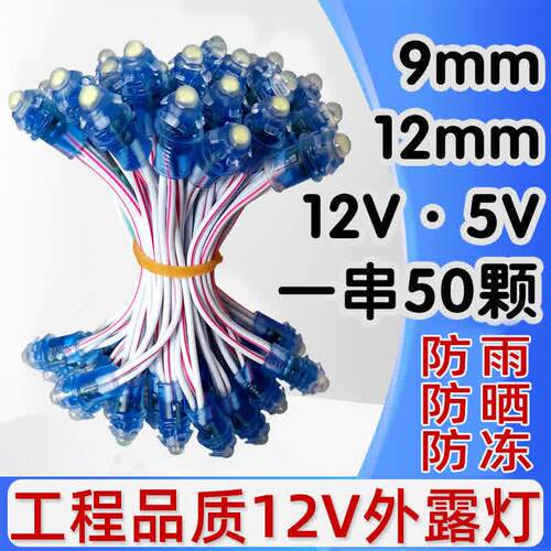 led外露灯串穿孔单灯珠红色白光招牌广告9mm发光字点阵防水5V12V