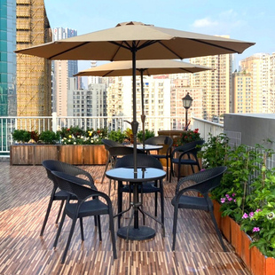 莫家户外休闲庭院遮阳伞桌椅带伞组合室外花园中柱太阳伞露天摆摊