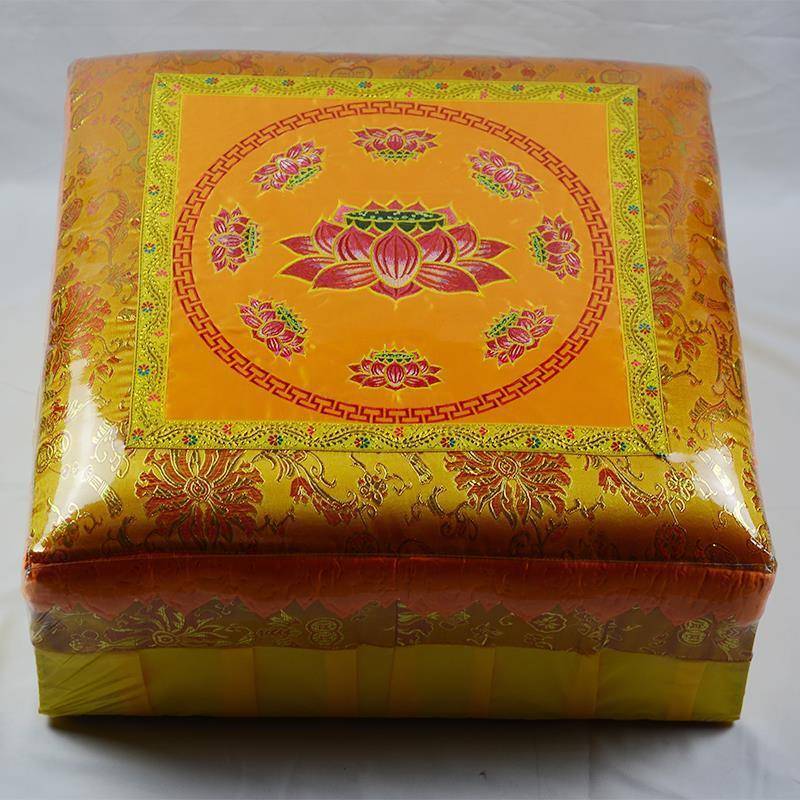 莲花拜跪磕头垫垫拜垫制定实木方形PDD-2039厚绵拜凳莲花拜海垫