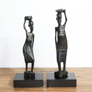 新品设计师铸铁非洲人物雕塑摆件抽象黑古铜人物雕塑软装艺术品