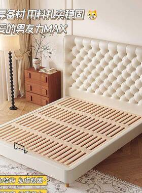 高床头扣拉床大气法式古主卧床代轻奢69931软床复储物黑现色床