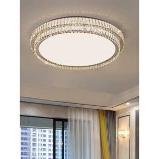 轻奢水晶灯客厅LED灯芯方形2024新款餐厅灯房间主卧护眼吸顶灯