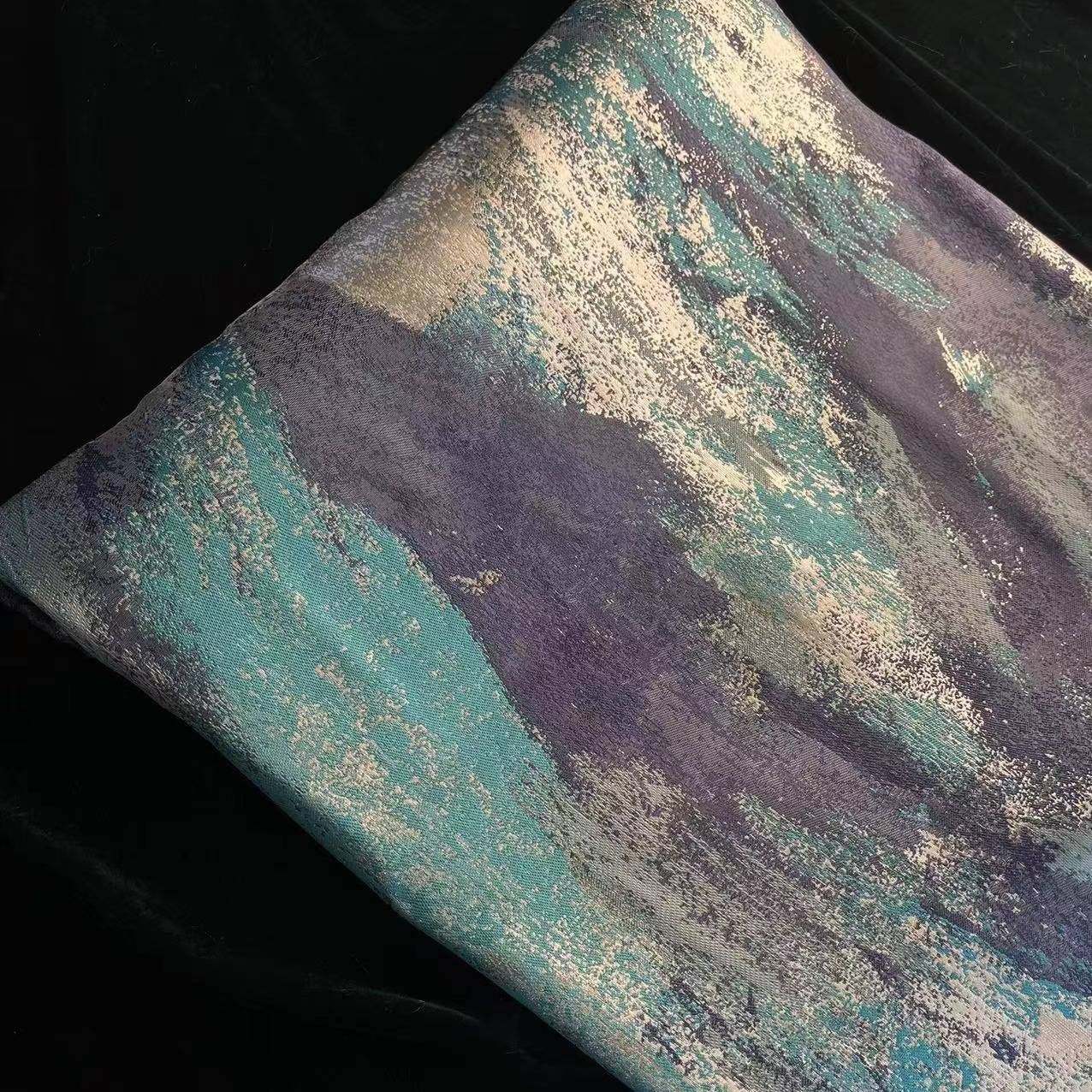 新中式水墨提花沙发面料高档复古高精密窗帘时尚抱枕靠垫桌布面料