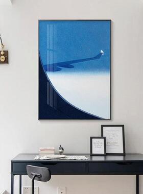 日韩创意小清新简20230322森笔风装饰厅画林湖泊天空白云版画意境