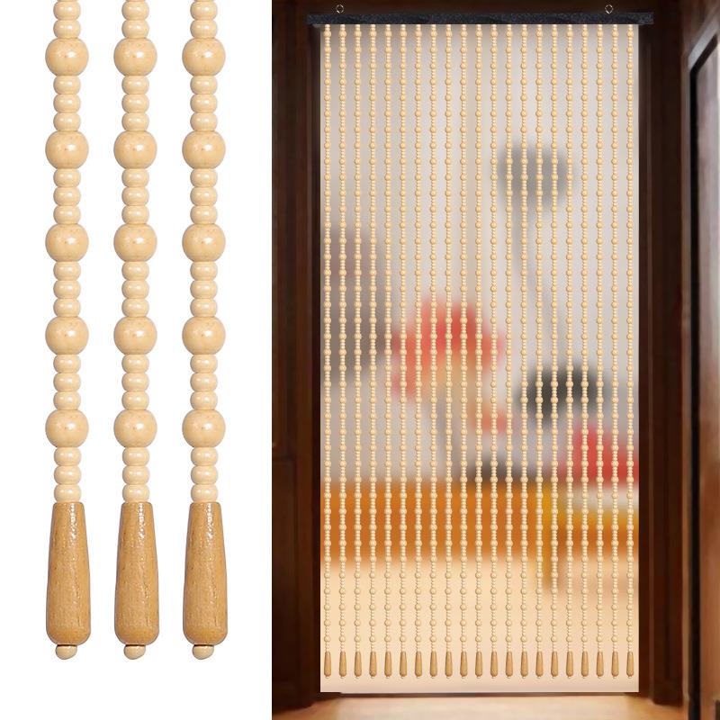 家风珠水珠帘实木木门帘门成品卧用室房间隔断门帘中式帘复古DOG
