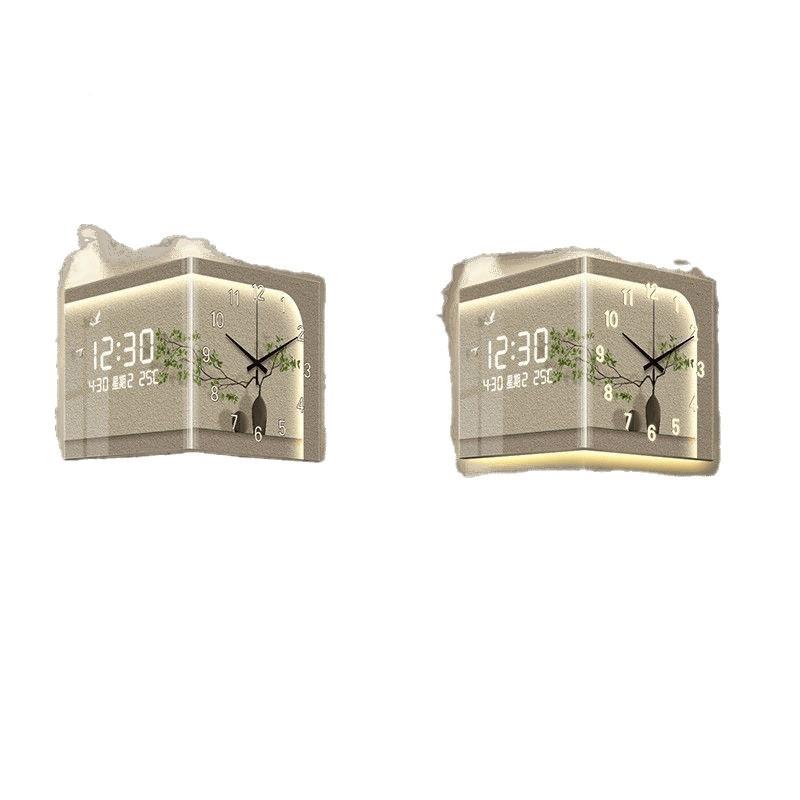 款钟新创意轻奢转角挂钟表NKI简约现代高颜面值客厅双网红小型小