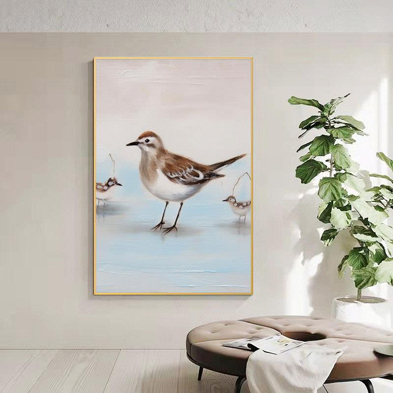 手油画大副鸟抽象小玄卧室绘画关餐厅客厅装饰SH23画肌理油画