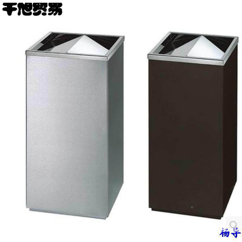 锈钢垃圾桶Pww7DFrN大包邮投酒店堂立式翻盖直座地果皮桶大号方形