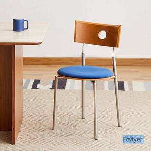 锴引阳台桌椅法式不锈钢实木古风餐桌椅子桌子美式伊姆斯圆套装中