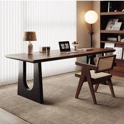 实桌木书餐桌胡桃木客GVY厅大长书桌工色作台大板餐一体会议办公