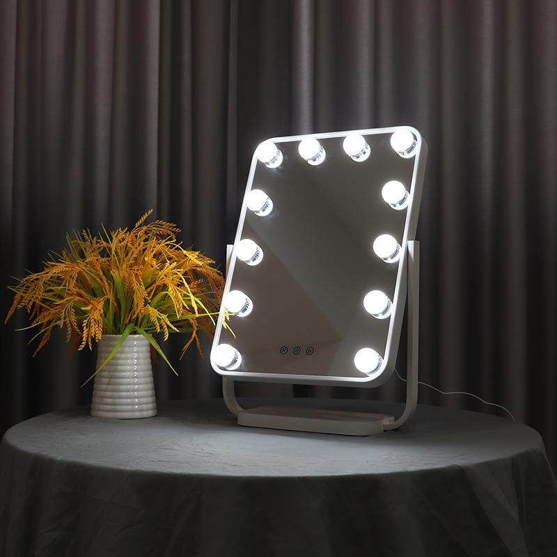 厂605家销三色灯光度化妆镜可调角卧室桌面梳妆直LED好莱坞灯镜泡