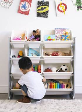 绘儿童玩具收纳多架幼儿园宝OMS宝层置物架子储物理柜本架书架整