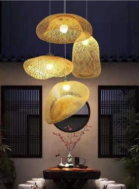 莘县东阿县冠县创意工竹编12554pok吊餐灯中式厅灯手编织竹藤灯笼