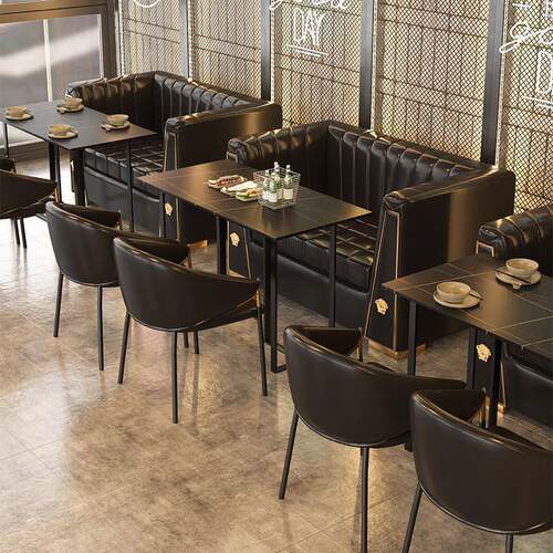轻奢清吧酒吧餐发椅酒馆工业风酒洽谈QS-10售处卡店座沙餐楼桌椅