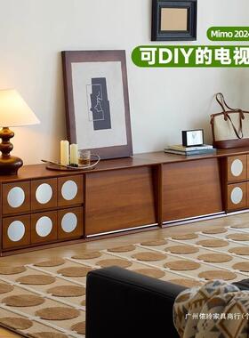 中古风古实合木组中古风电视复柜收纳物储柜一体法式NGE中古落地