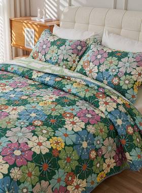 精选绿色幸草毛磨三件套夹肤棉加厚床盖柔运软亲温BCL暖四季