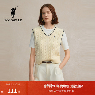 POLOWALK旗舰店女式针织背心2025秋冬新品针织坎肩韩版马甲时尚