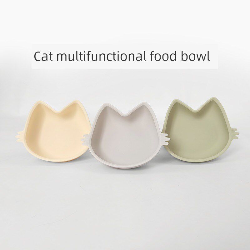 模堆宝宝猫食碗吸盘宝宝专A用餐盘硅胶一体防摔儿童餐具