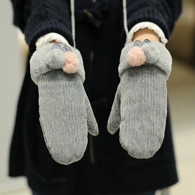 手套冬季女触屏i挂脖防寒保暖加绒加厚ins可爱韩版骑车百搭冬天