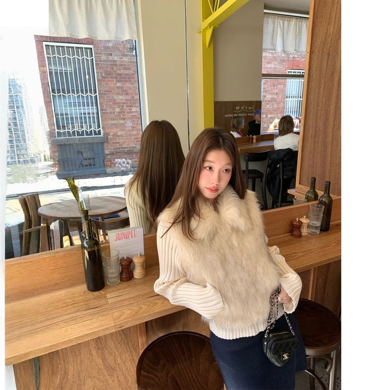 Ranwear 主推!“白雪公主”定染毛料翻领拼接针织一体厚环保皮草