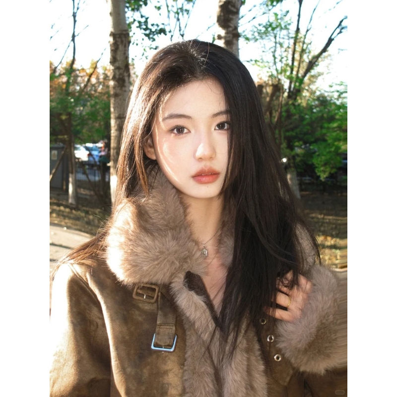 美式复古棕色毛呢外套气质甜酷简约百搭时髦小众设计感呢子大衣女