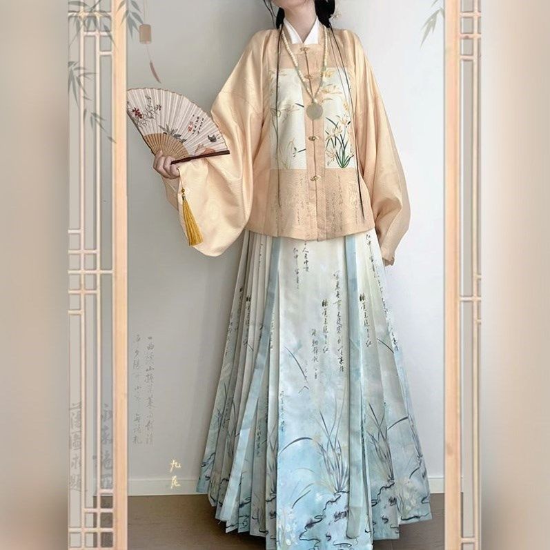 颜芙缇原创[栀兰]明制汉服女提花方领补服短袄琵琶袖马面裙秋冬