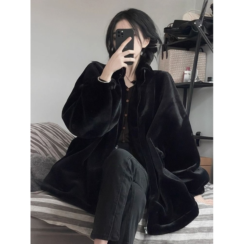 獭兔毛皮草外套女新款冬季羊羔毛环保毛绒宽松加厚中长款加绒洋气