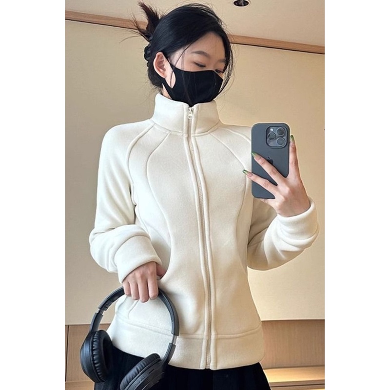 2024摇粒绒外套女保暖冲锋衣内胆秋冬加绒加厚修身立领摇粒绒外套