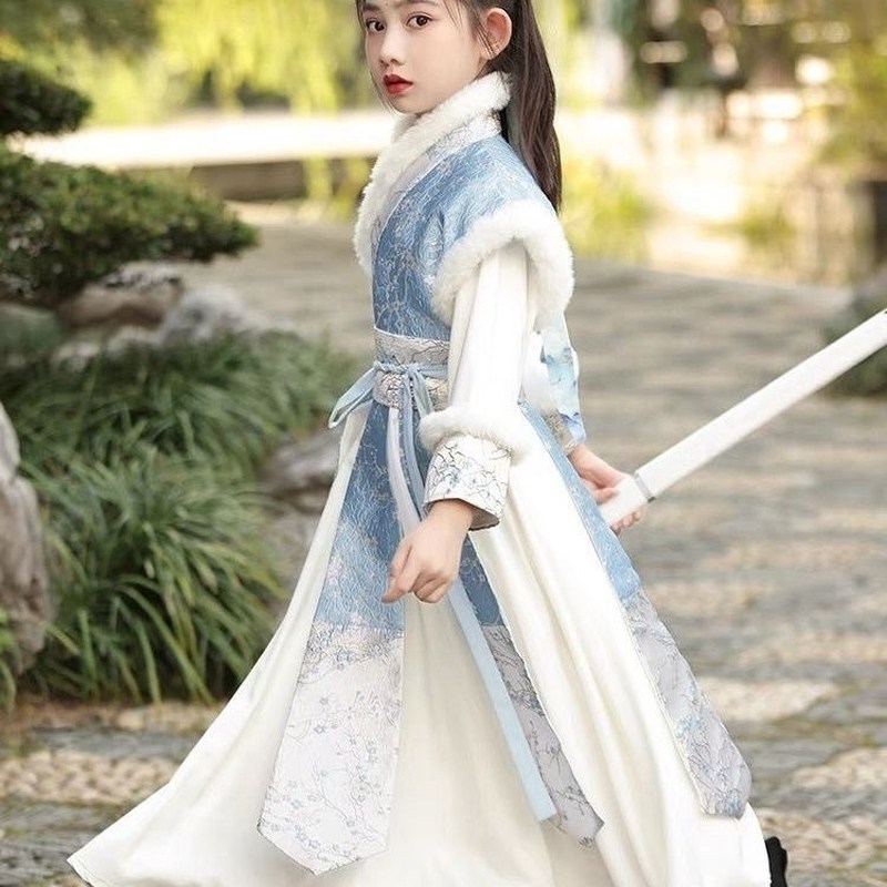 古装汉服儿童男童女童新款加绒演出服唐装国学帅气中国侠客秋冬款