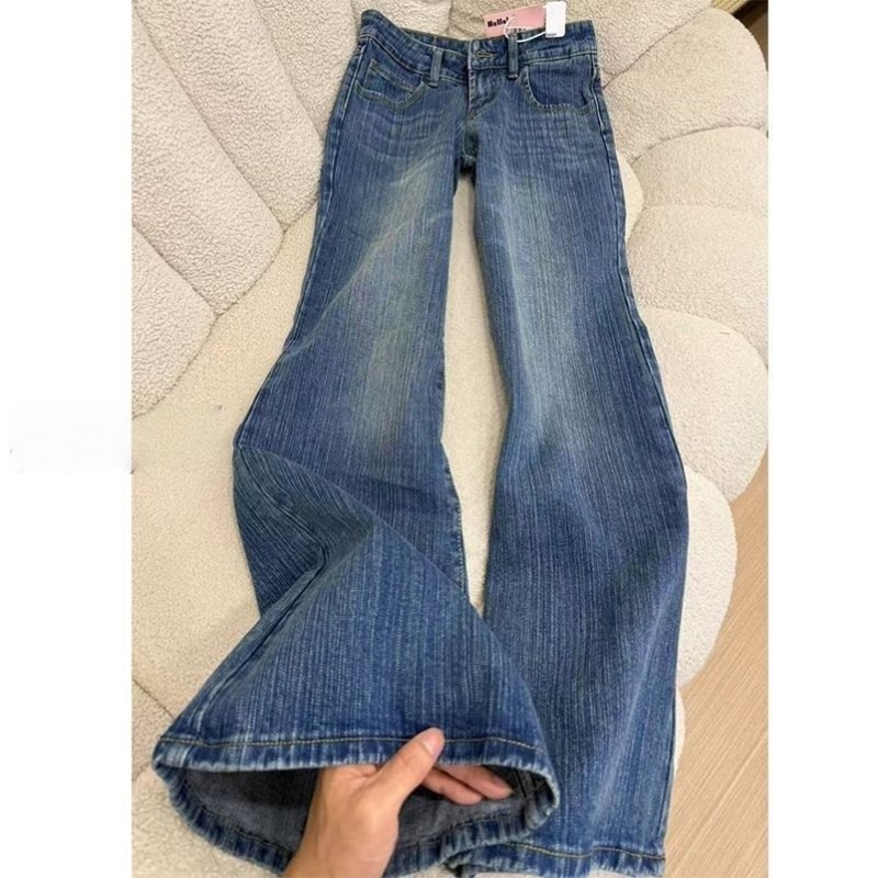 微喇牛仔裤女夏季新款低腰修身宽松休闲百搭慵懒松弛感垂感拖地裤