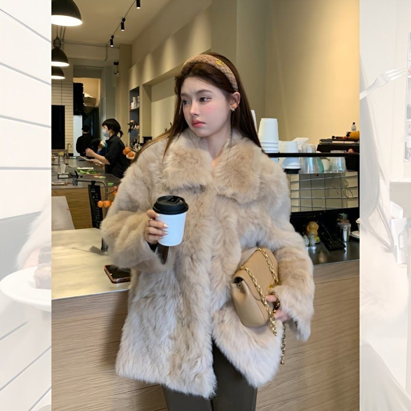 仿獭兔毛皮毛一体女秋冬款加厚小众高级感小个子毛毛环保皮草外套