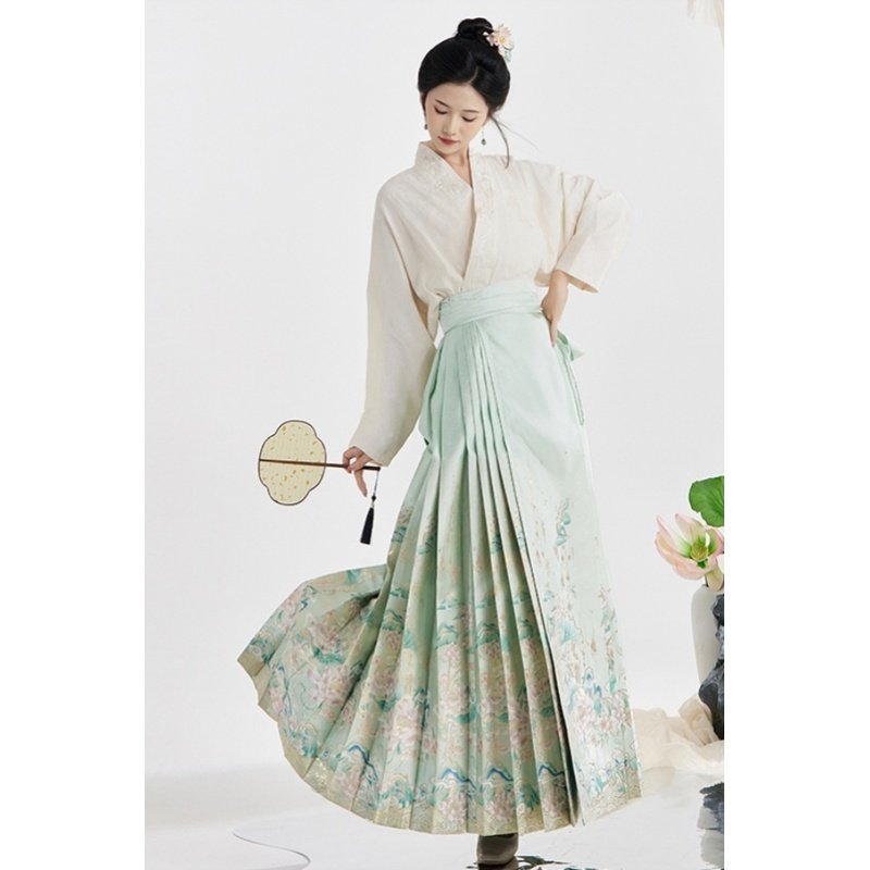 慕星河汉服荷花女新款原创新中式明制织金妆花马面裙套装国风夏款