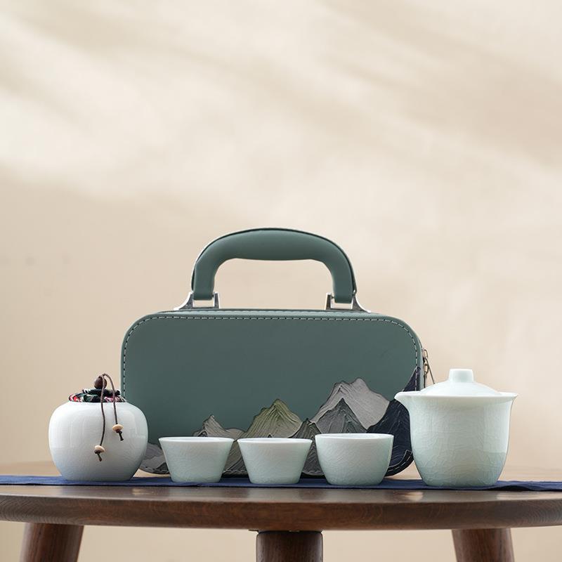 旅行茶具套装便携式户外露营旅游泡茶喝茶装备随行快客杯一壶三杯