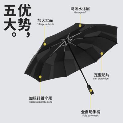 8骨全自动易折伞3s记忆贴片伞加粗纤维伞骨抗风伞双人伞免折叠伞