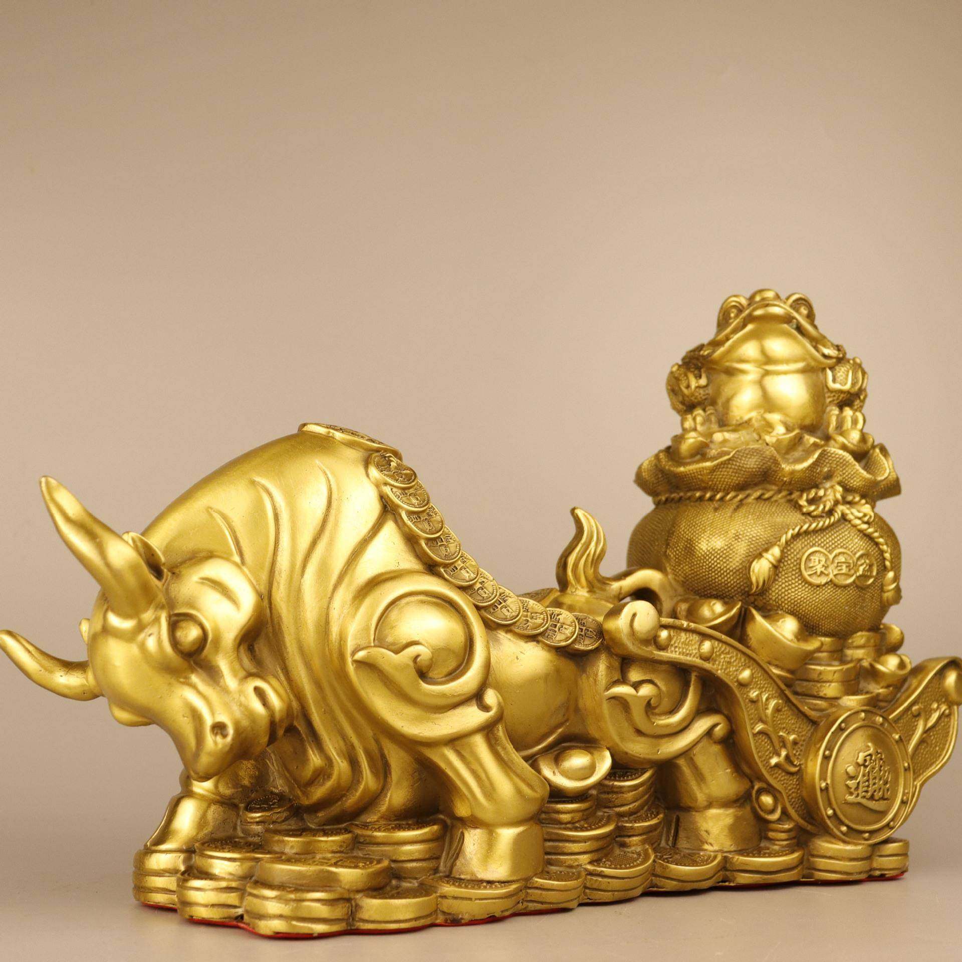 杨铜记 铜牛 牛拉聚宝盆金蟾钱袋 牛拉车 钱袋牛摆件 聚宝盆牛,鲜花速递/花卉仿真/绿植园艺,割草机/草坪机,淘宝优惠券,粉丝福利购,淘宝优惠卷