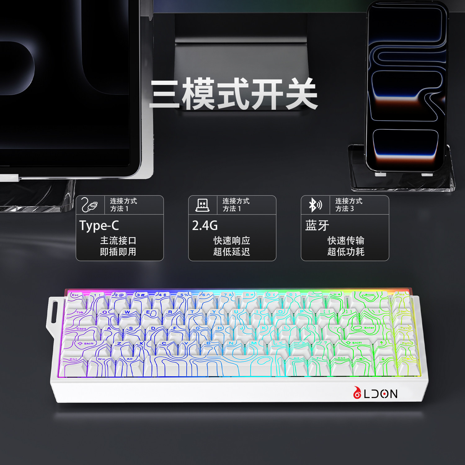 LDON made68RX 无线磁轴键盘电竞游戏专用电脑三模机械键盘