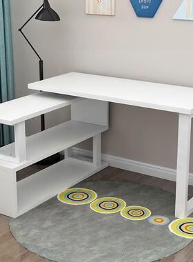 台式电脑桌书简桌带书柜一体桌约用转WMA角l型卧室学拐生角家写字