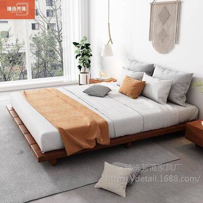 榻悬浮床实木臻选榻落米床地日式一体床架骨架榻榻米主卧式UBB床