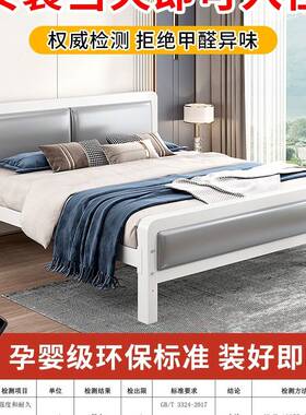 铁艺床 双人床现代简约单人铁架床出租房不锈钢铁床架家用1.528米