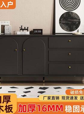 实UBL木斗柜黑色家用小型储物柜简厅约客房厨餐边柜带五斗抽屉收