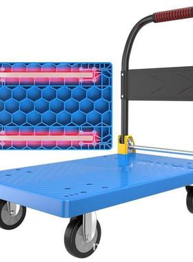 超市拉货搬运车静音加蜂JVM窝板小工推车便携折用叠厚家红色平板