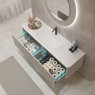 沐锦智能浴室柜可丽耐一体盆轻奢卫生间洗手台洗脸盆洗漱台组合盆